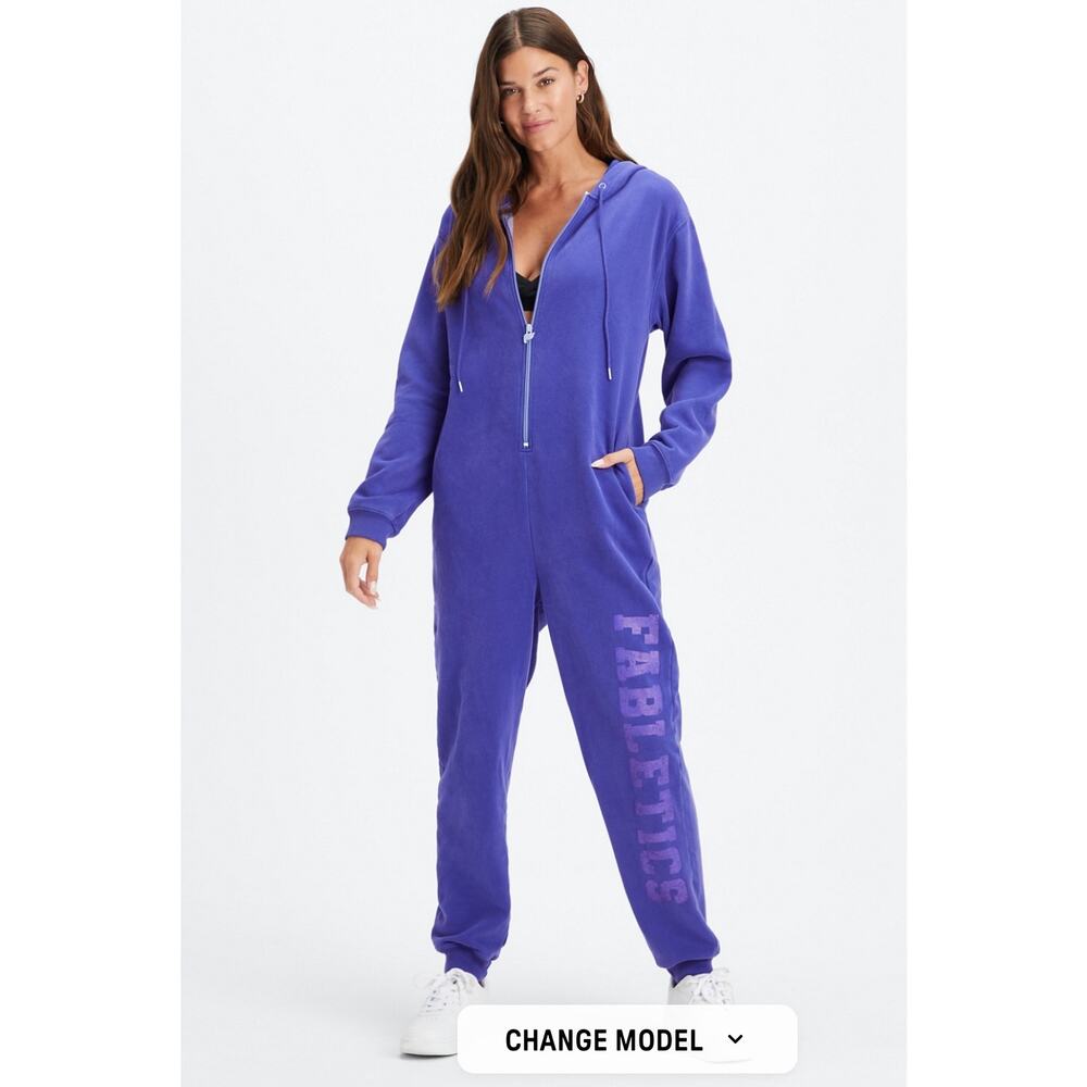 Fabletics Forever Fleece Hooded Jumpsuit Size Small Athletic